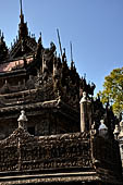 Myanmar - Mandalay, Shwenandaw Kyaung (the Golden Palace) a wonderful example of the Burmese unique teak architecture and wood-carving art. 